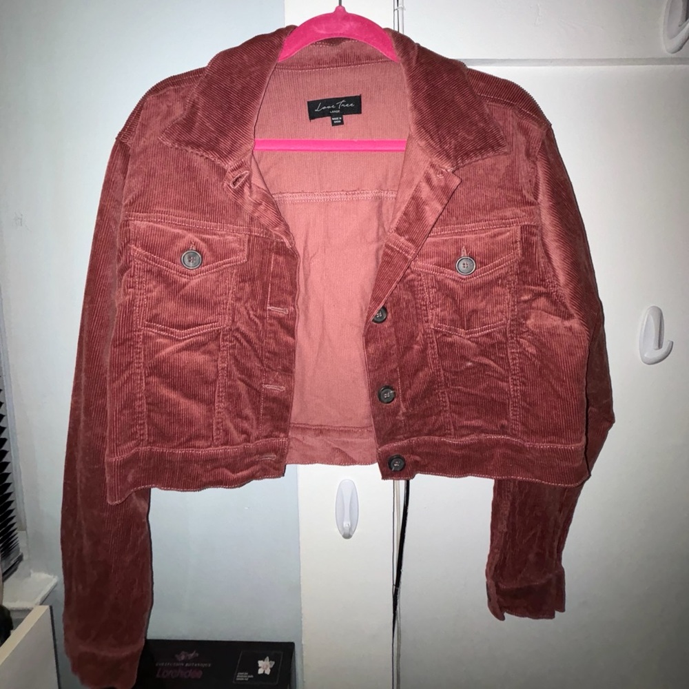 Pink/Salmon Corduroy Cropped Jacket